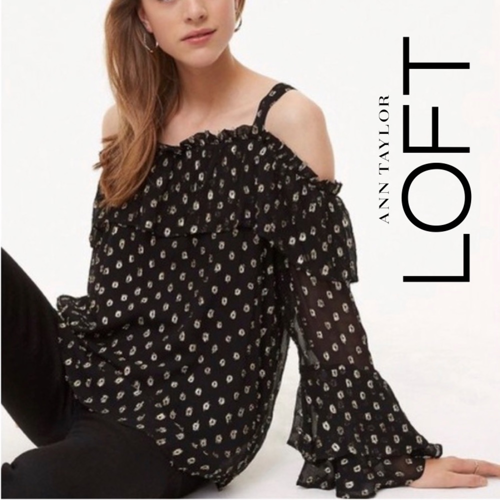 Ann Taylor LOFT Off-The-Shoulder Blouse, M - Picture 1 of 6